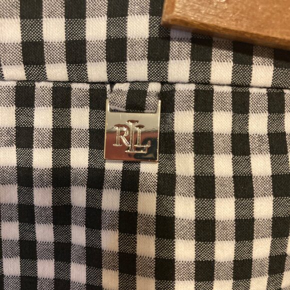 # 152 Lauren Ralph Lauren Black and White Small Check Pants, Size 14 - Picture 4 of 9